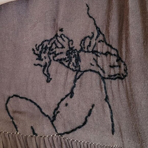 90s Handmade Tiered Whimsigoth Boho Embroidered Phoebe Buffay Maxiskirt size S - Picture 5 of 10